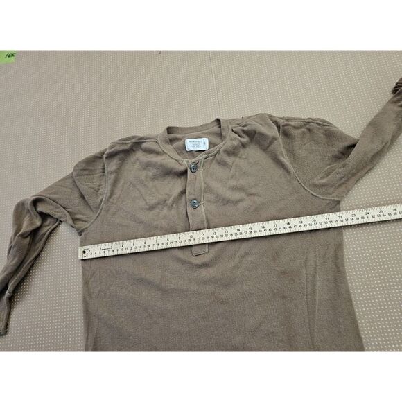 US Army UnderShirt Mens Large Cold Weather 436 Class 3 Wool Blend Henley Brown - Picture 11 of 14